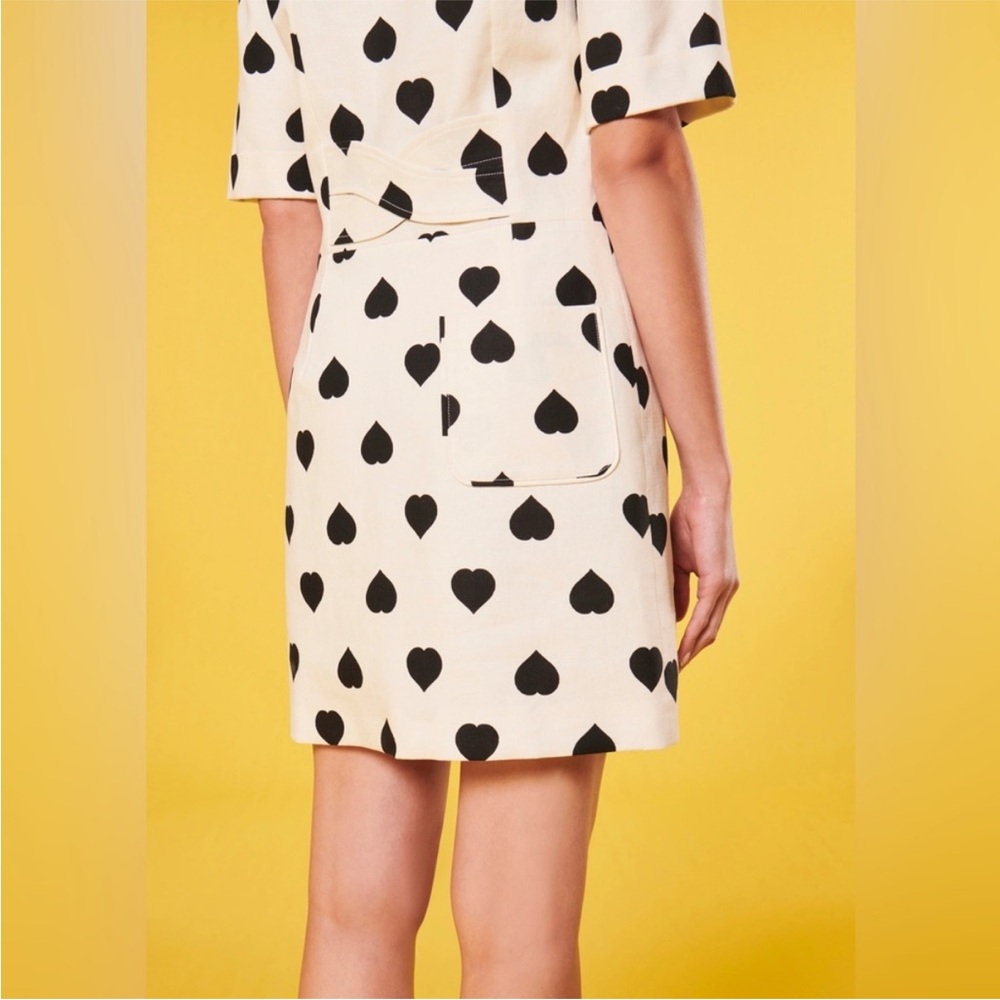 Tara Jarmon Women’s Robin Ecru with Black Polka Hearts Dress - Size 42 - Picture 2 of 10